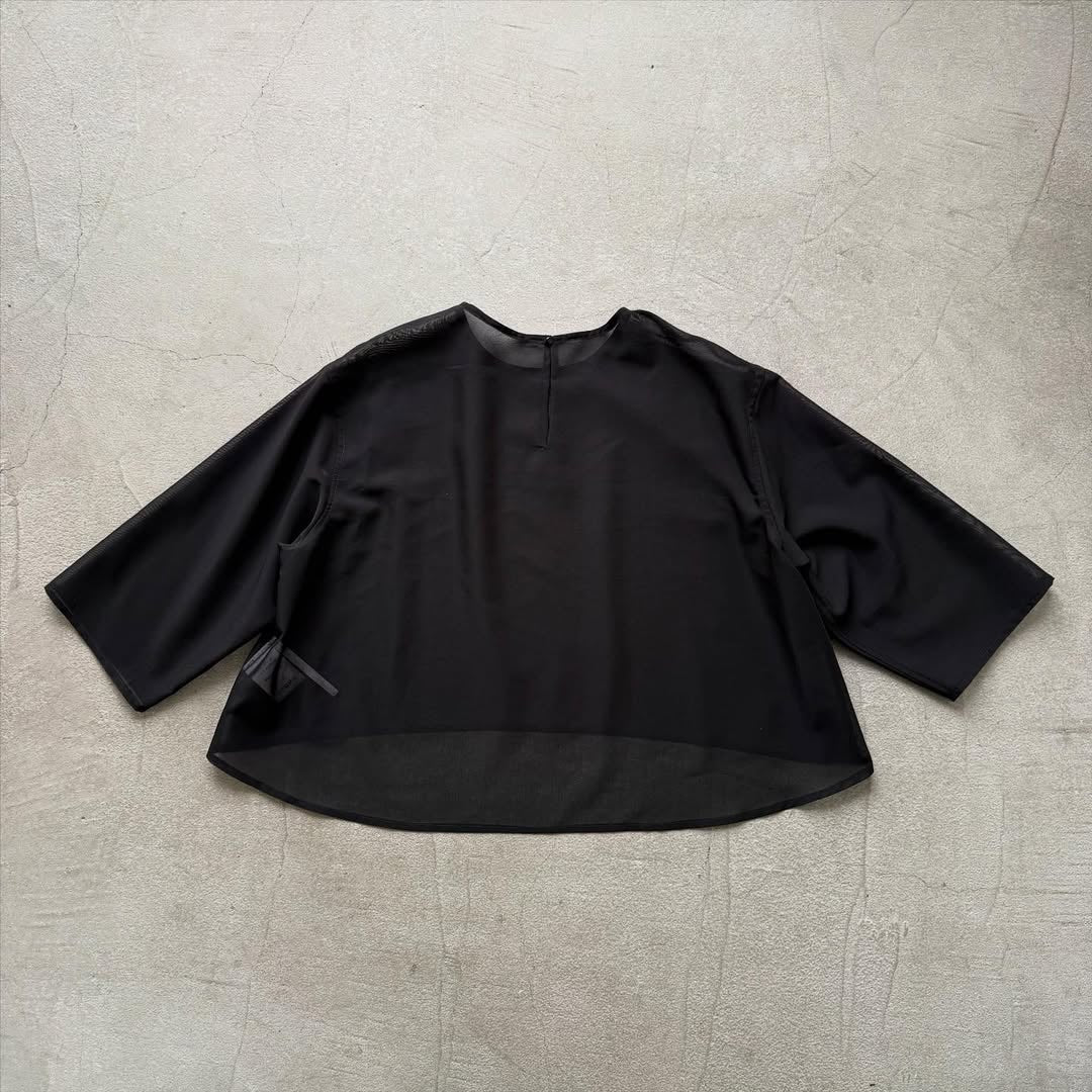 TENNE HANDCRAFTED MODERN 7分袖クルーネックオーガンジープルオーバー