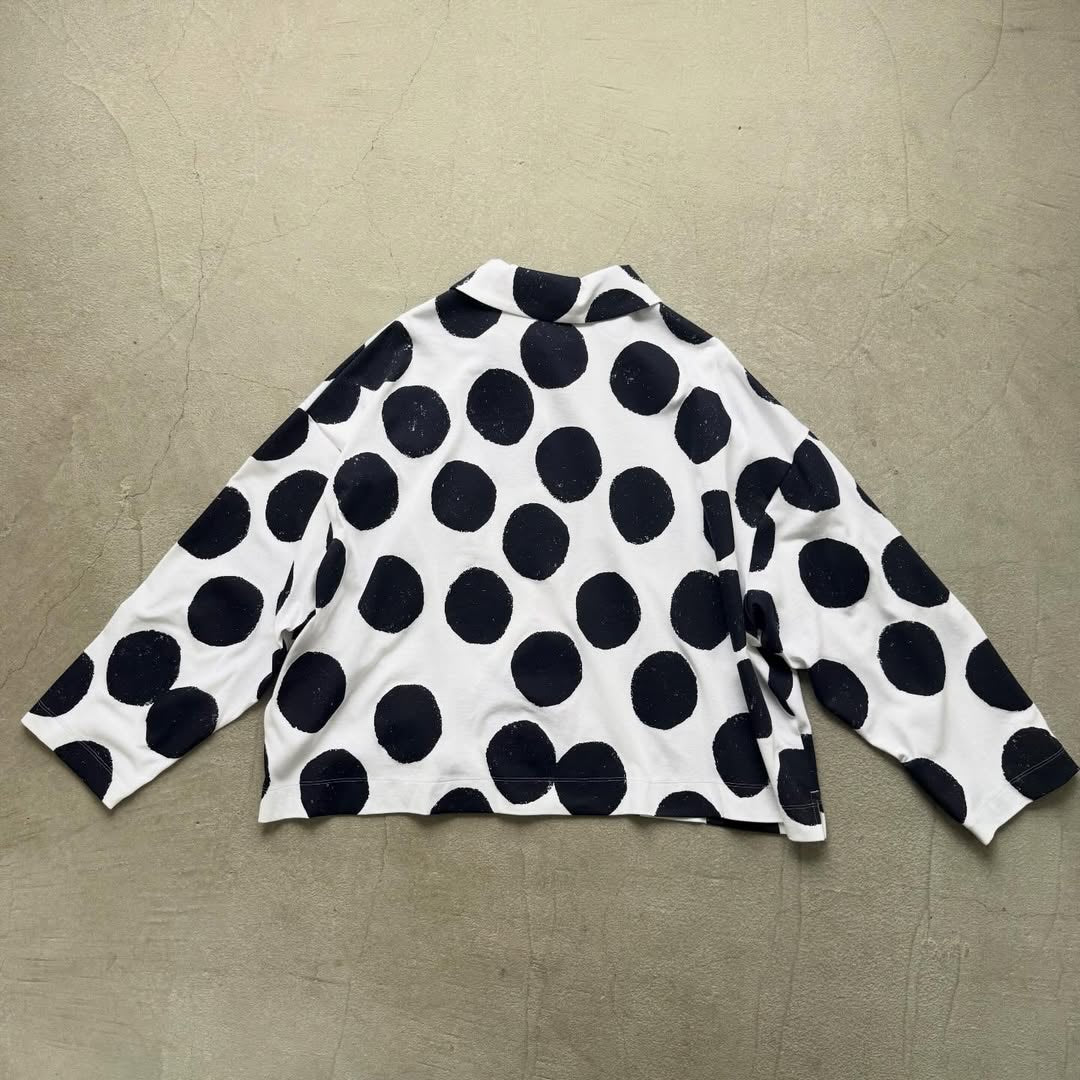 atelier naruse コットンカットソー水玉ブラウス ホワイト×ブラック