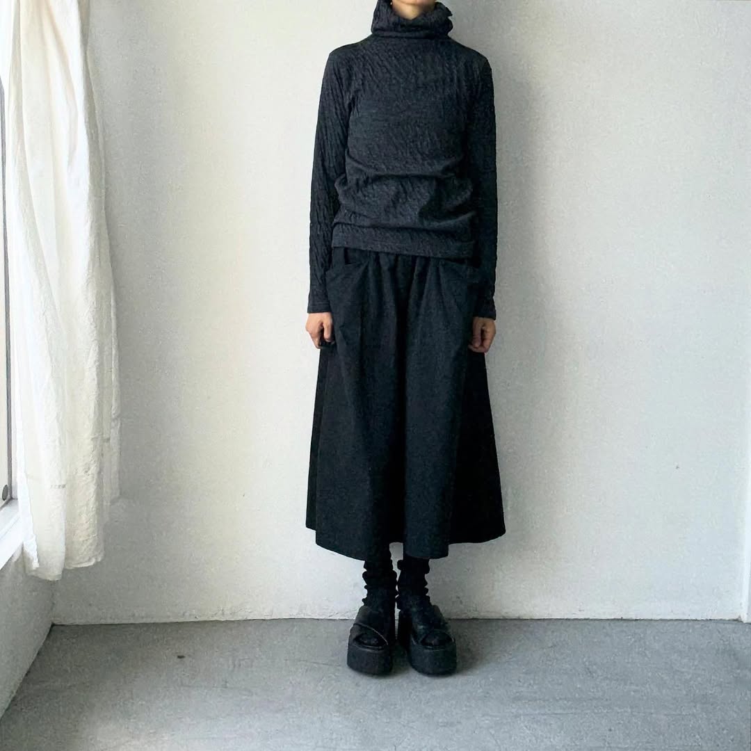 atelier naruse ウールコットンタートルネックカットソー 杢グレー