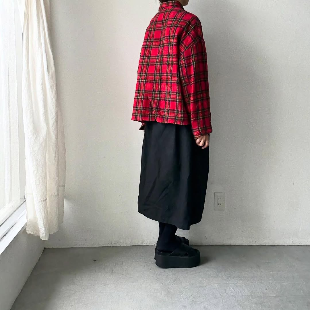 atelier naruse ウールコットンタータンチェックテーラードジャケット