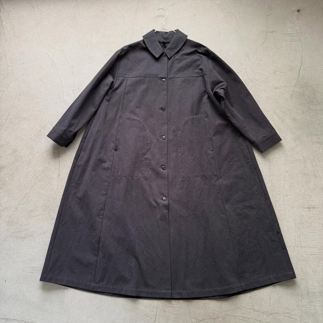 atelier d'antan Girardコットンコートワンピース ダークグレー