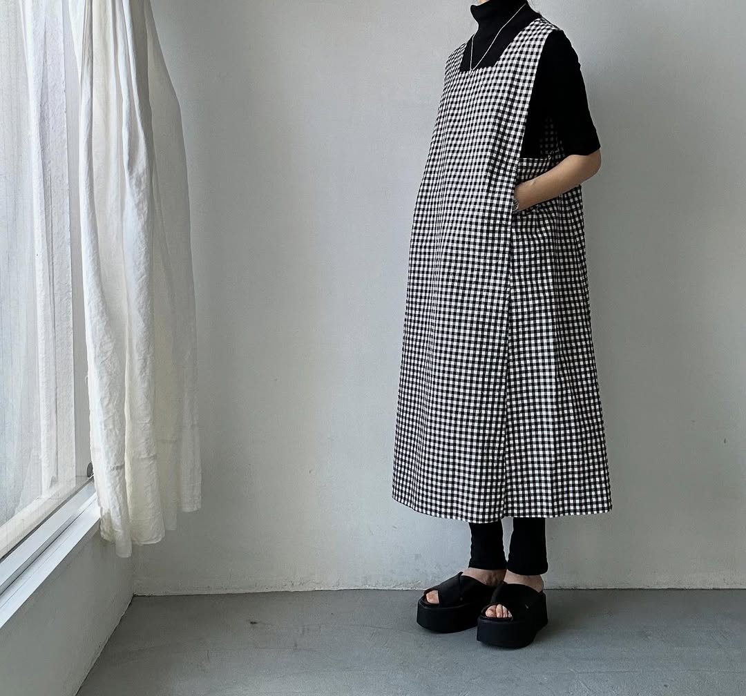 atelier d'antan Coudresギンガムコットンドレス