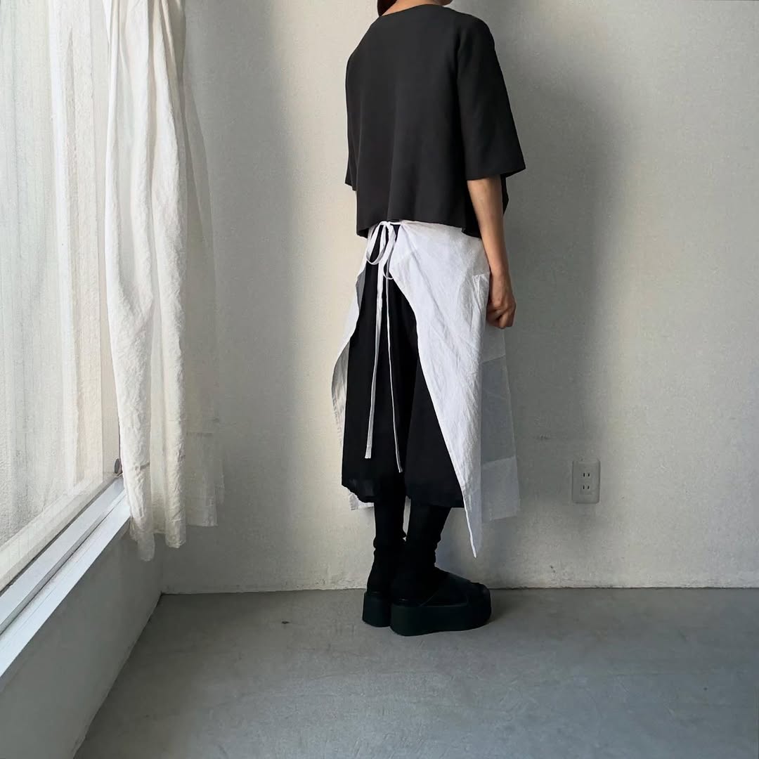 F/style 綿麻ニット5分袖カーディガン スミ