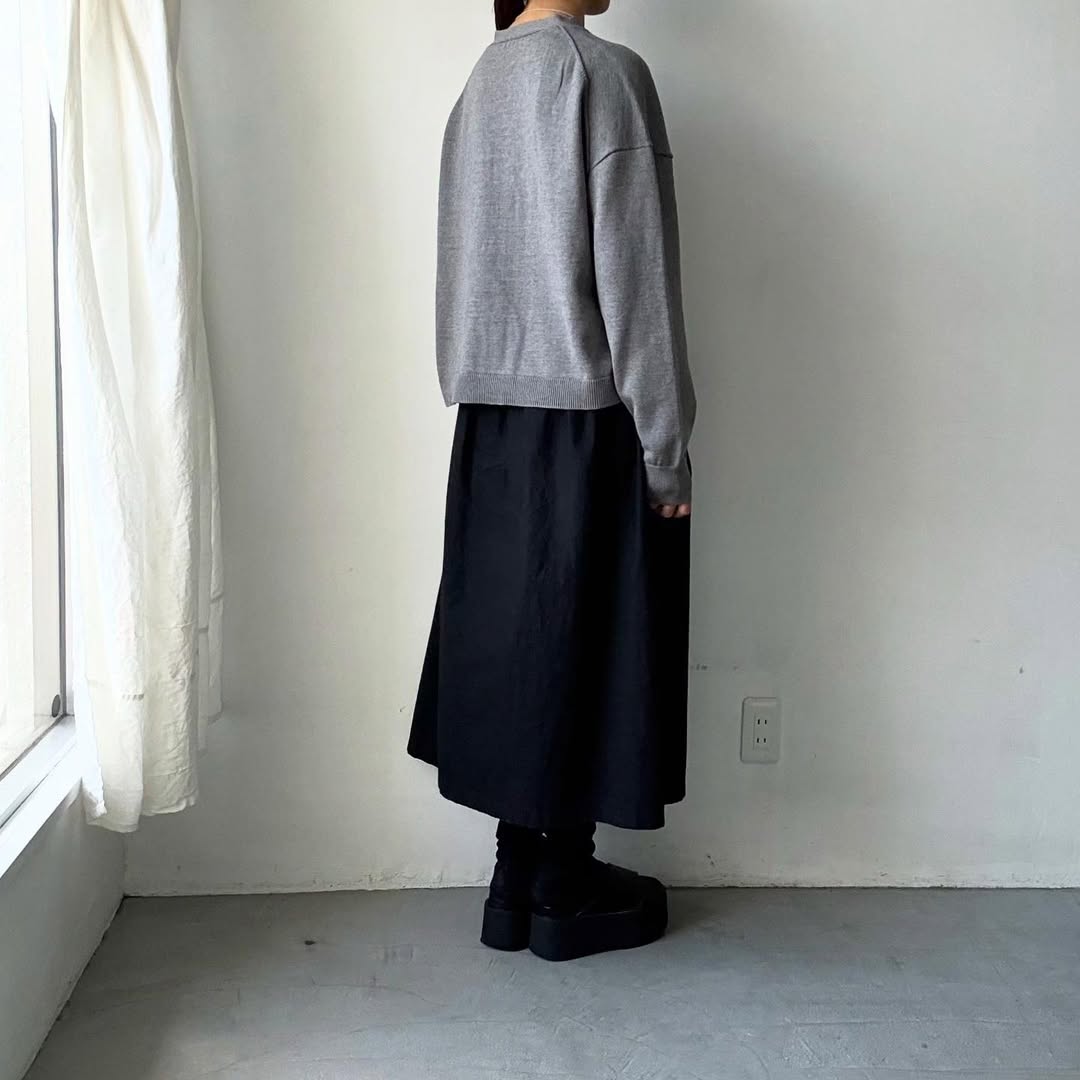 atelier naruse コットンウールニットカーディガン グレー