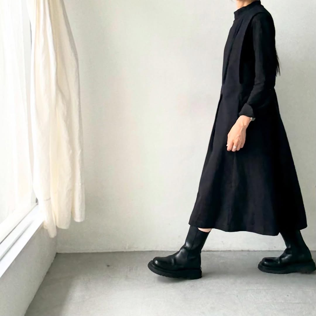 atelier d'antan kobell コットンエプロンドレス ブラック