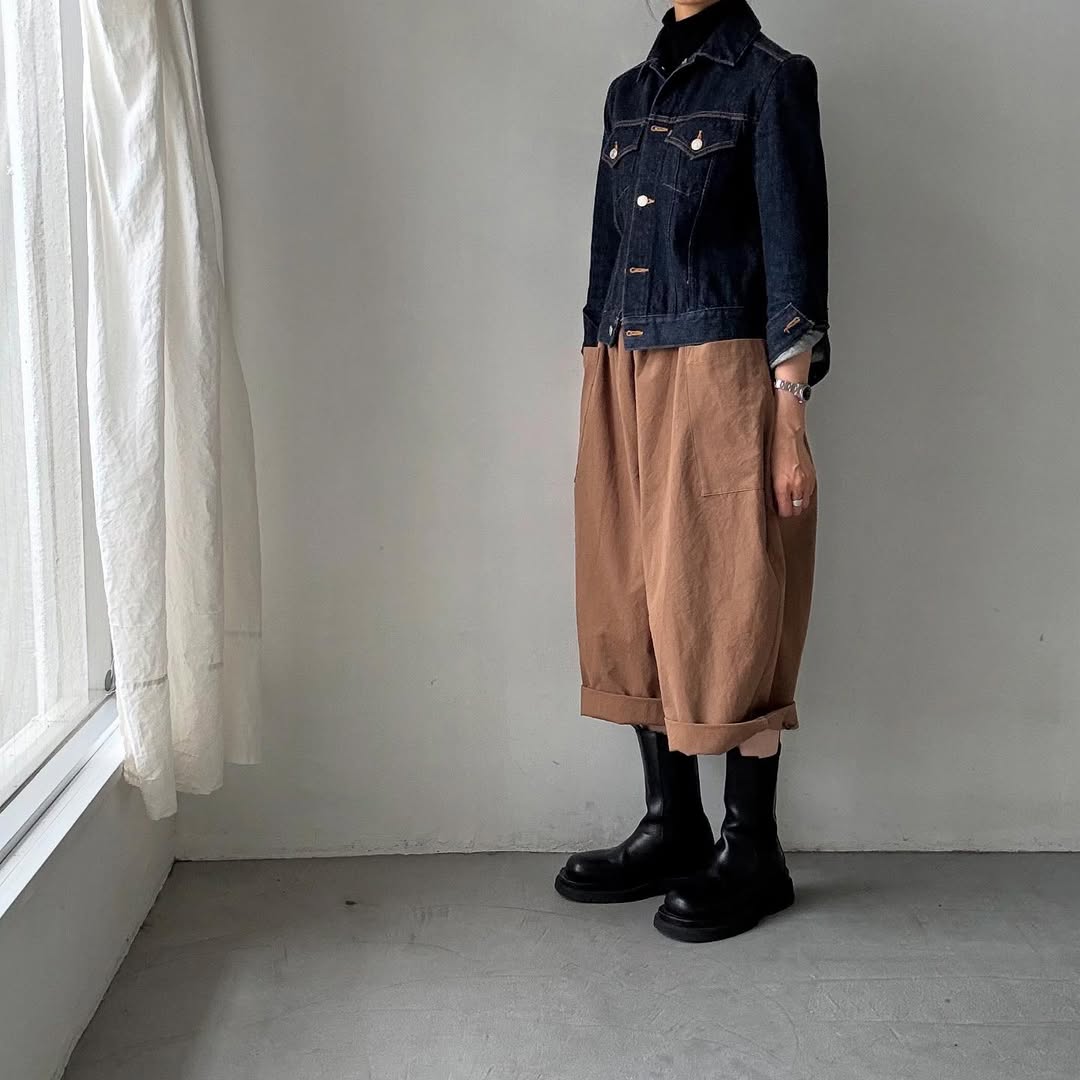 atelier d'antan Perriereコットンワイドパンツ カーキ