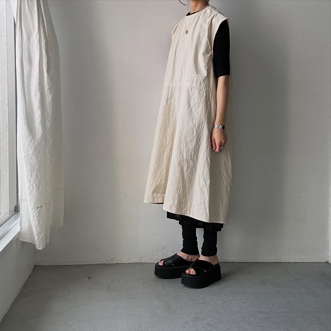 R&D.M.Co ハイカウントコットンパンチドバッグドレス