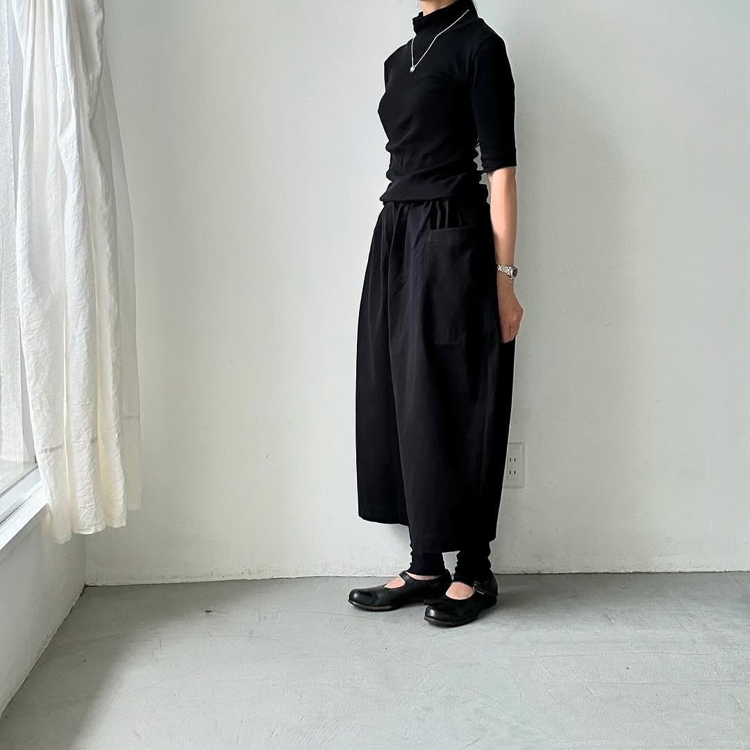 atelier d'antan Perriereコットンワイドパンツ ブラック