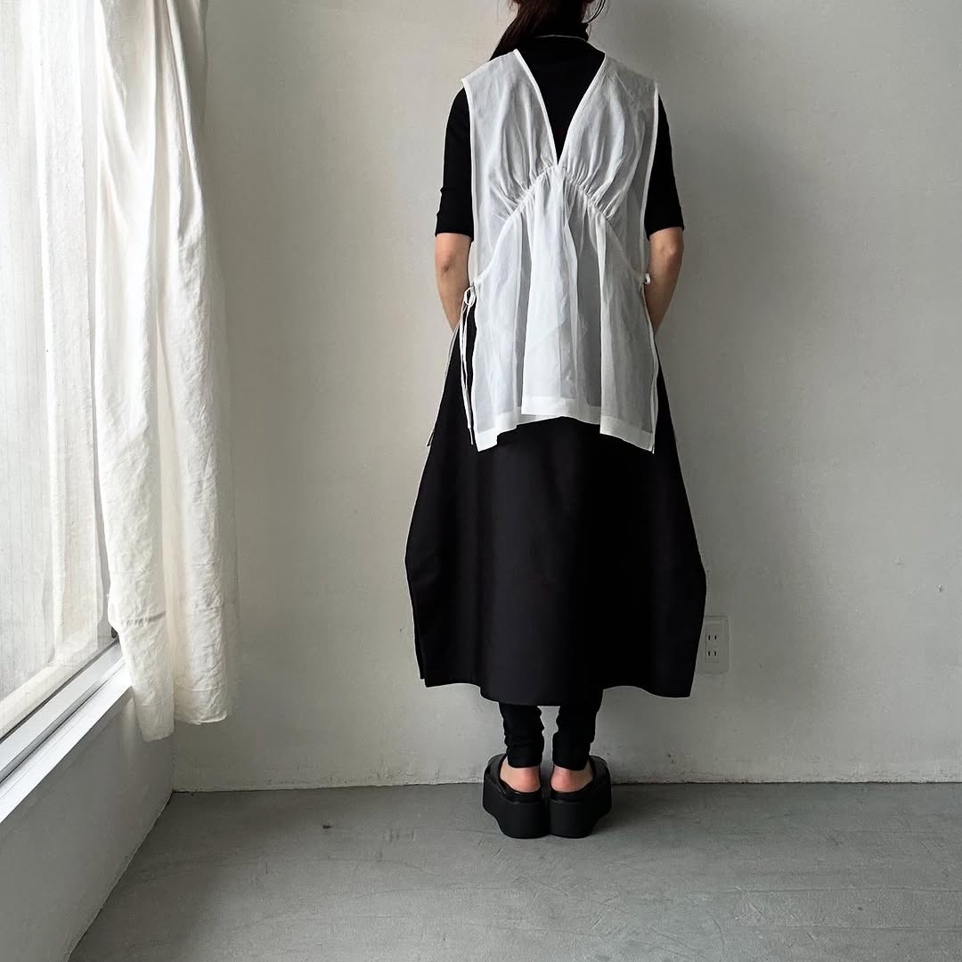 TENNE HANDCRAFTED MODERN コットンオーガンジー2wayショートドレス ホワイト