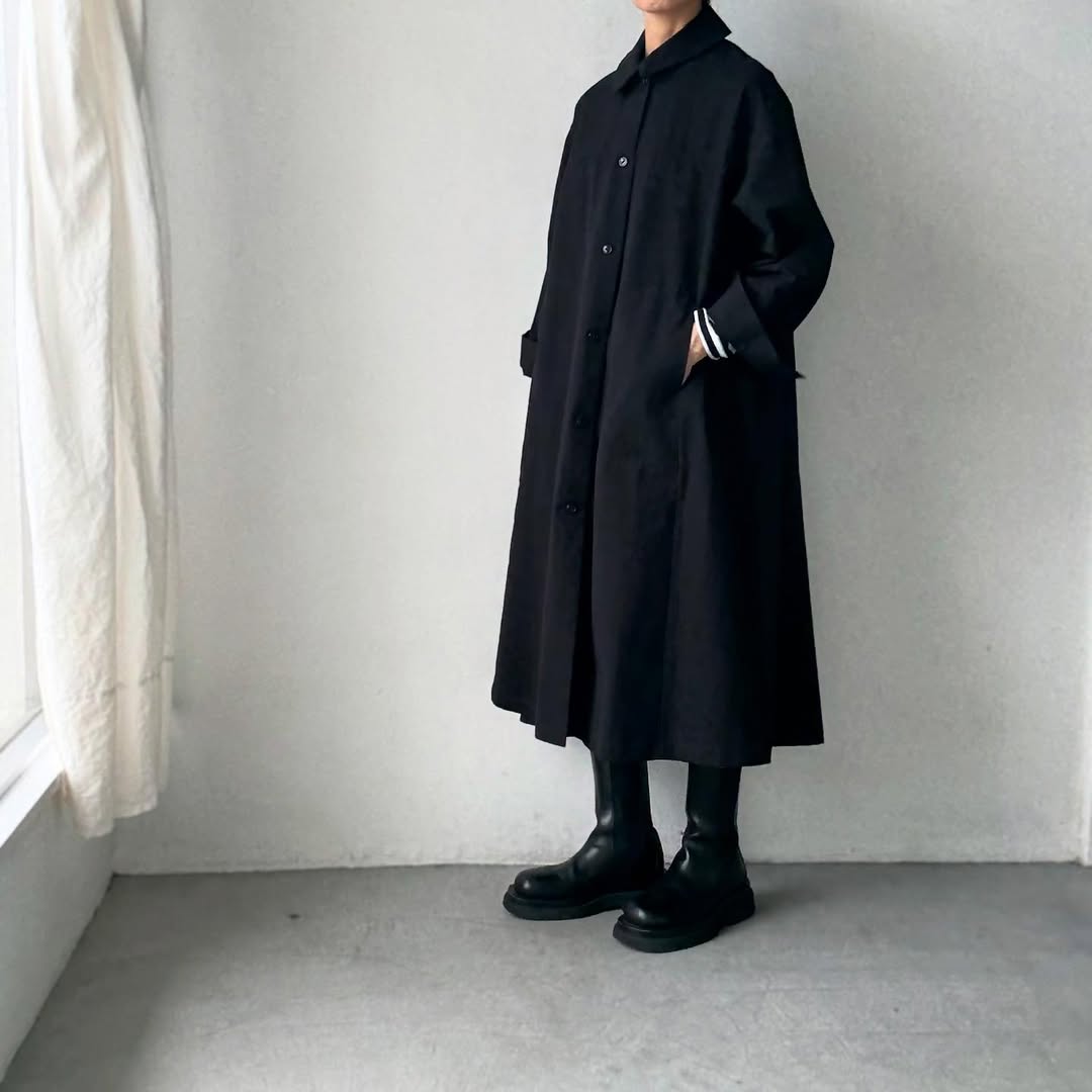 atelier d'antan Girardコットンコートワンピース ブラック