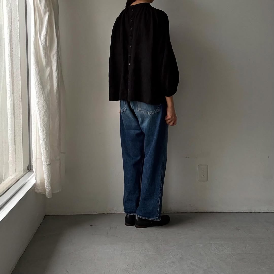 R&D.M.Co リネンヘンプスモックブラウス ブラック