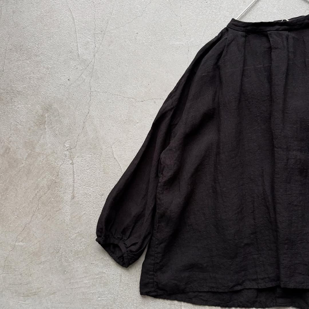 R&D.M.Co リネンヘンプスモックブラウス ブラック