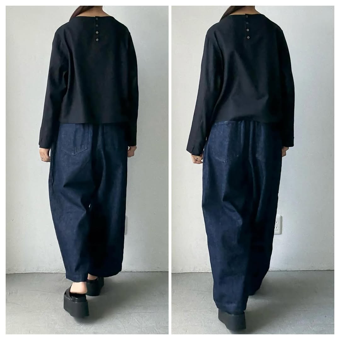 atelier naruse コットンデニムタックパンツ インディゴ