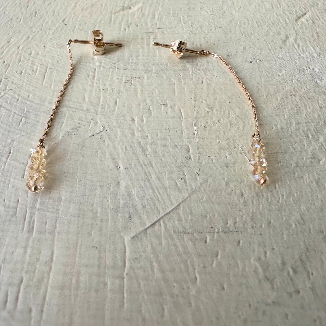 Toile Bijoux ハーキマーダイヤモンドチェーンピアス