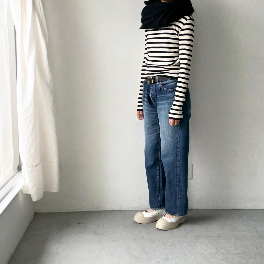 R&D.M.Co ボーダークルーネックリブニットソー