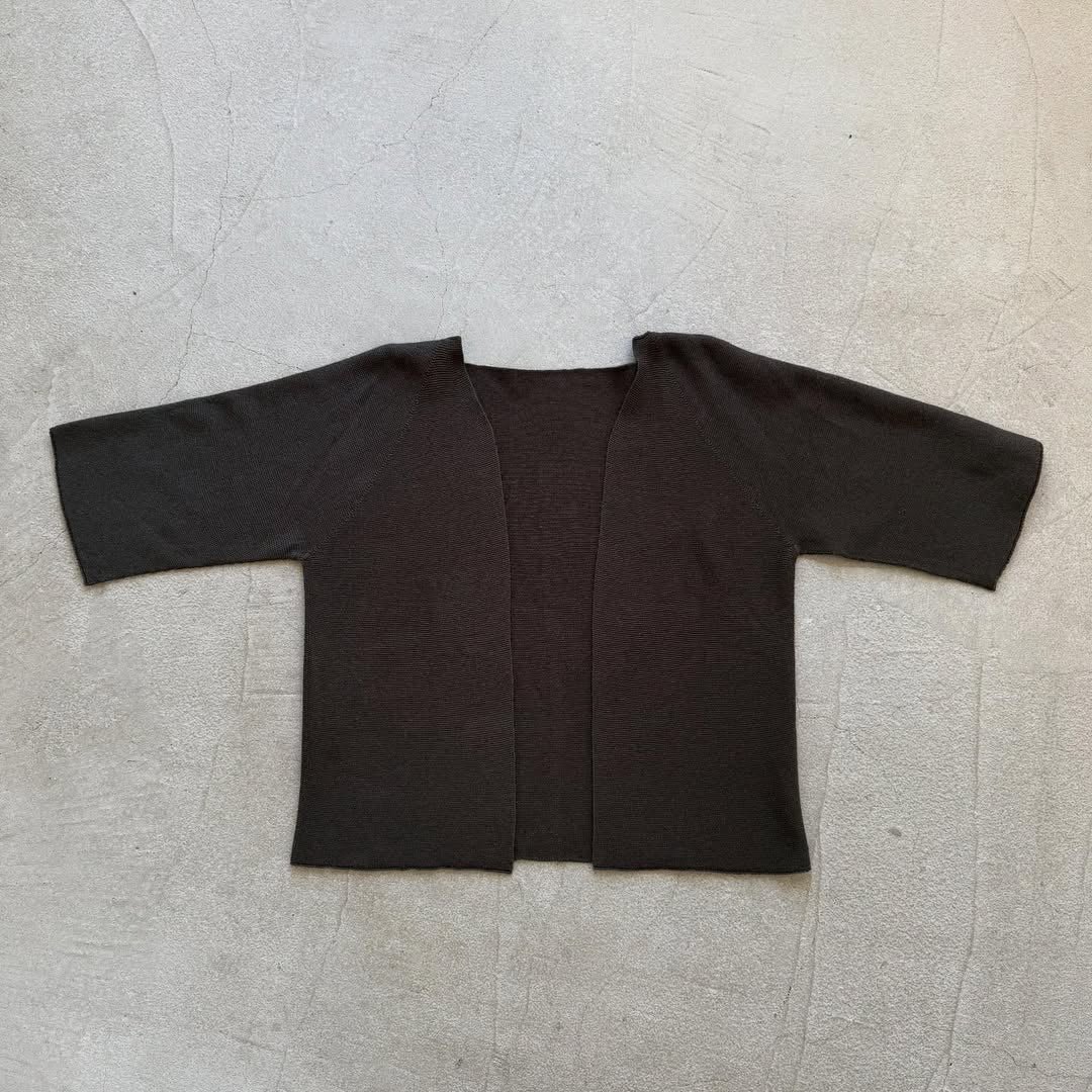 F/style 綿麻ニット5分袖カーディガン スミ