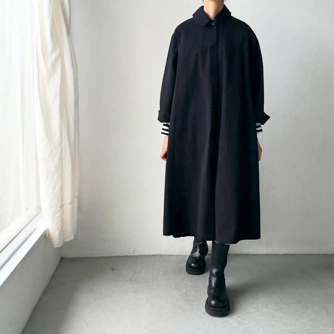 atelier d'antan Girardコットンコートワンピース ブラック