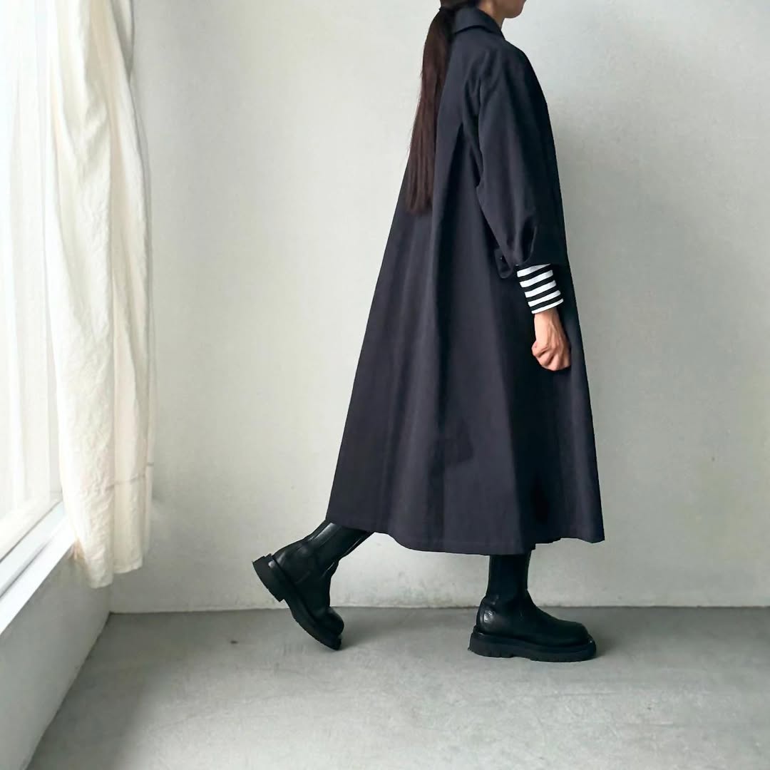 atelier d'antan Girardコットンコートワンピース ダークグレー