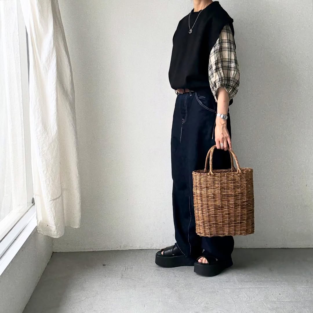 homspun コンパクト裏毛ベスト ブラック