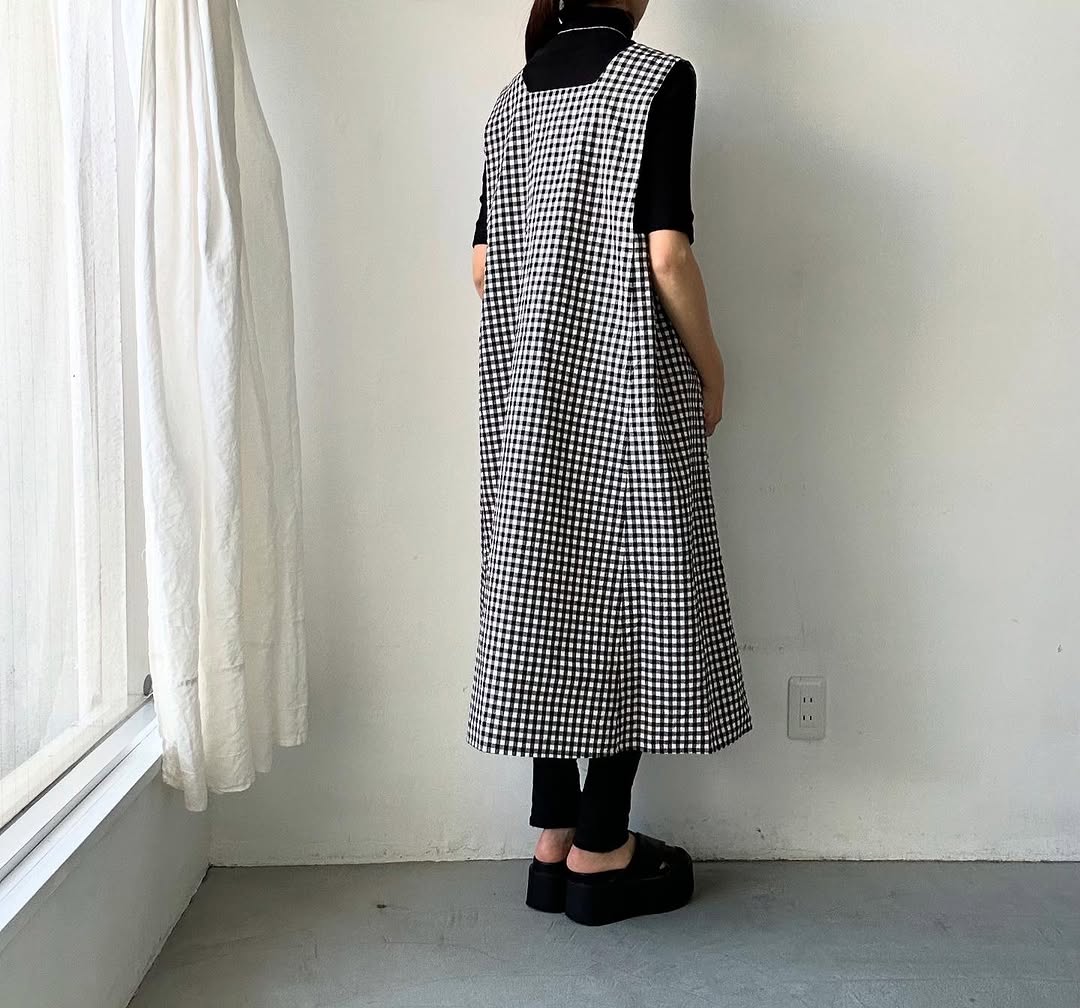 atelier d'antan Coudresギンガムコットンドレス