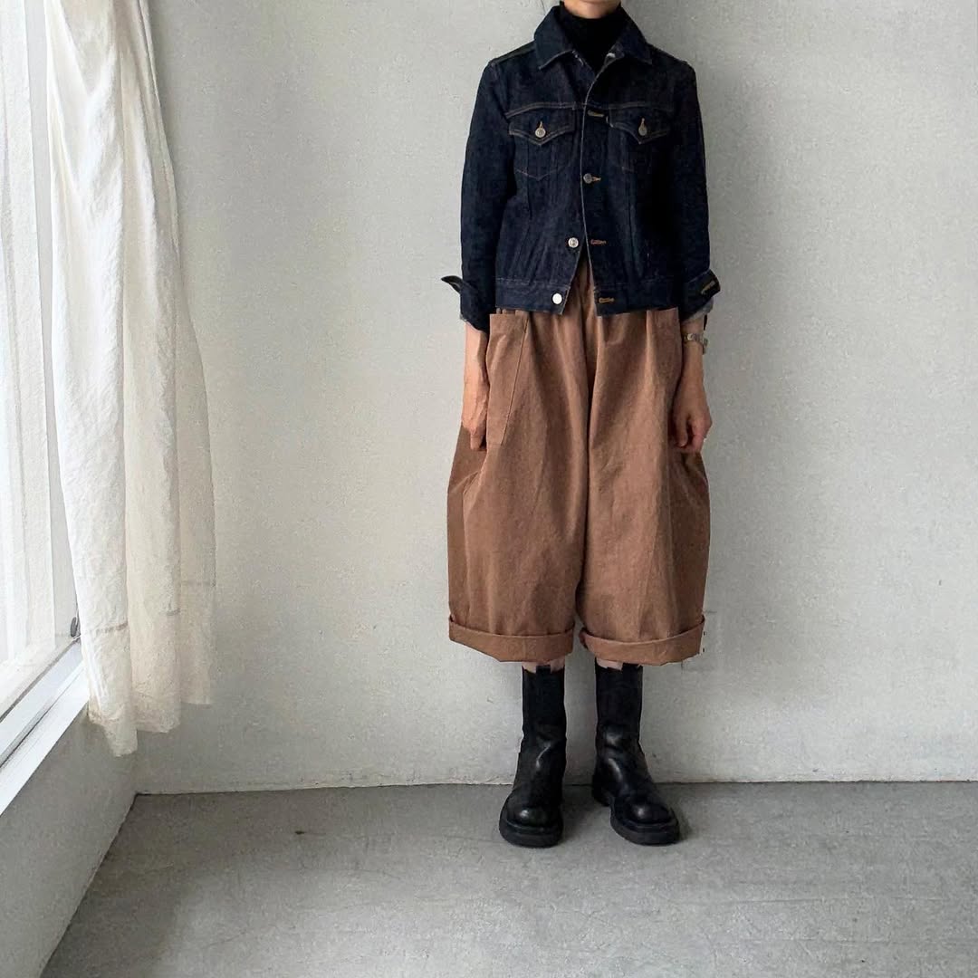 atelier d'antan Perriereコットンワイドパンツ カーキ