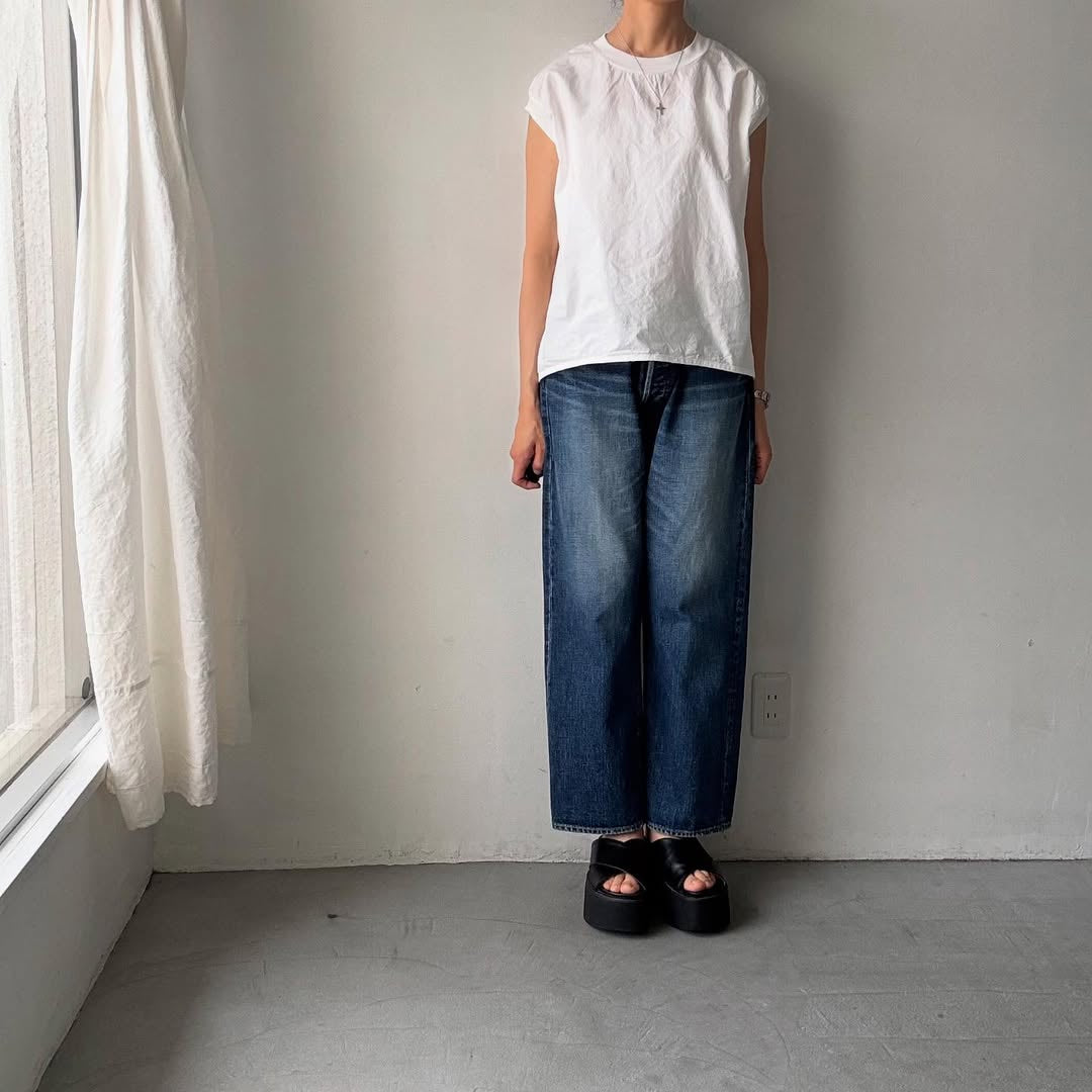 homspun コンパクトウェザーノースリーブブラウス ホワイト