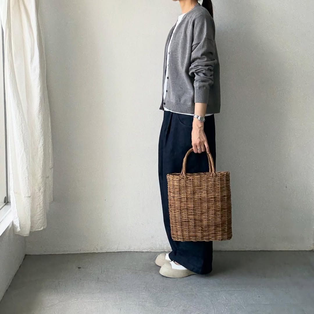 atelier naruse コットンウールニットカーディガン グレー