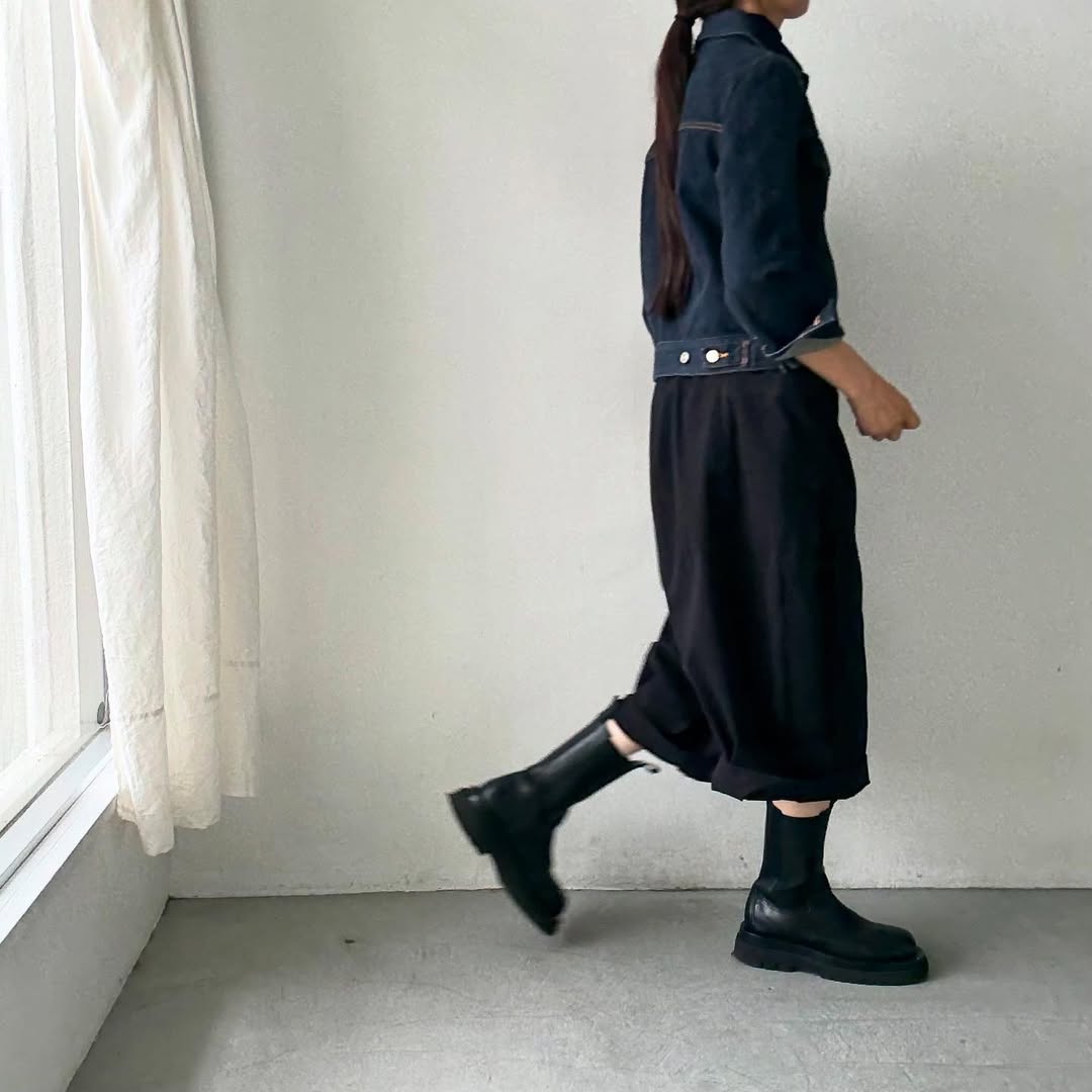 atelier d'antan Perriereコットンワイドパンツ ブラック