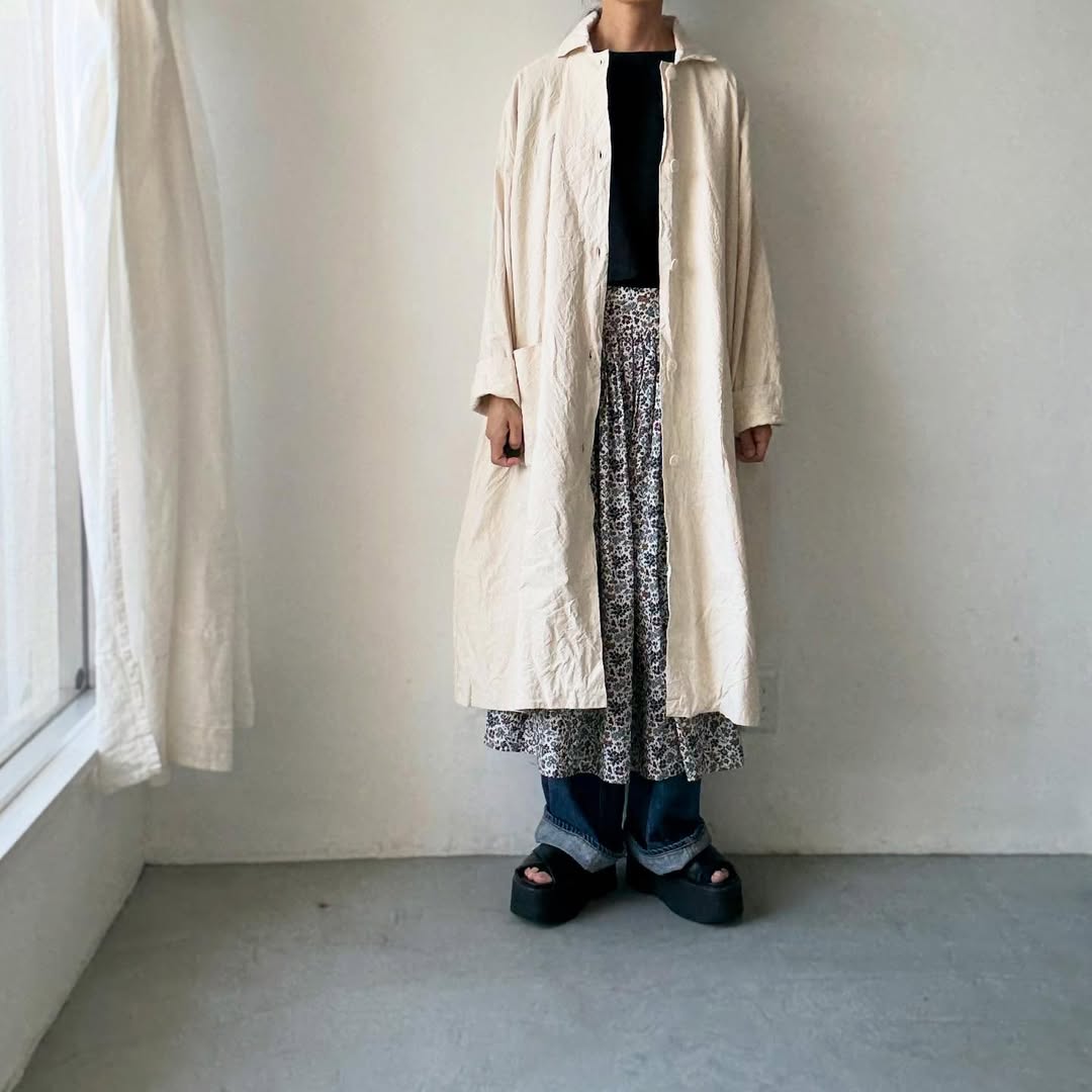 jujudhau コットンカラードコート