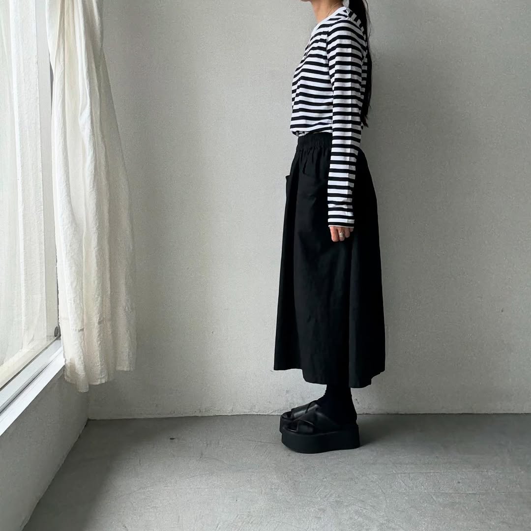 R&D.M.Co ガーゼボーダー長袖Tシャツ ブラック Mサイズ