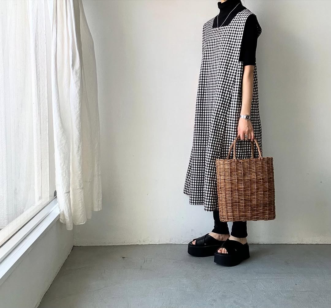 atelier d'antan Coudresギンガムコットンドレス