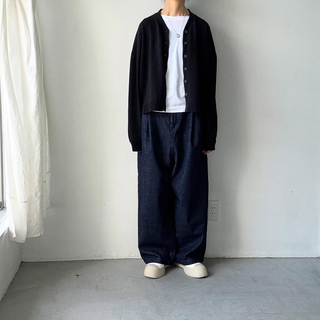 atelier naruse コットンウールニットカーディガン ブラック