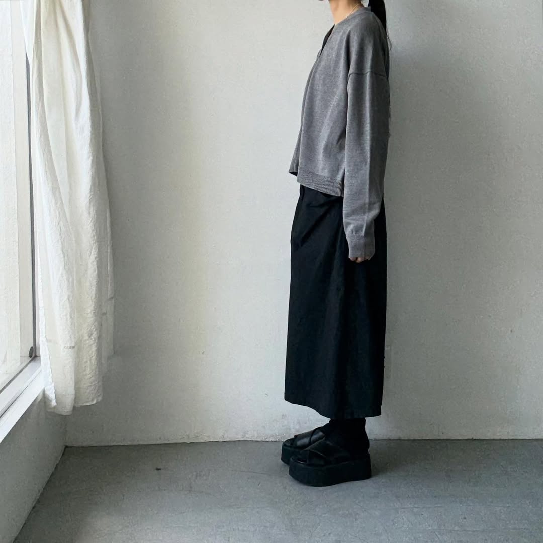 atelier naruse コットンウールニットカーディガン グレー