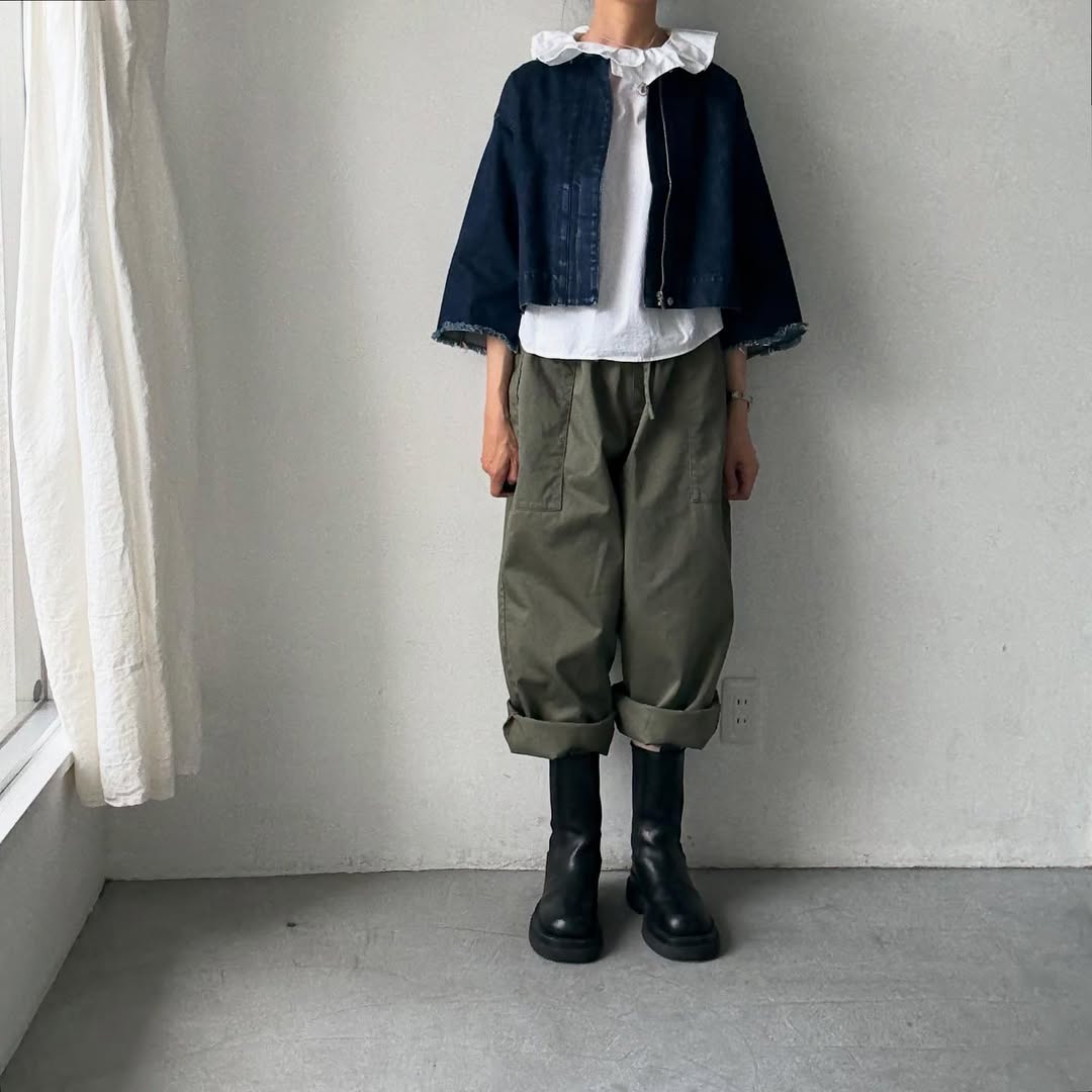 homspun 高密度ウエポンギャザーパンツ グリーン