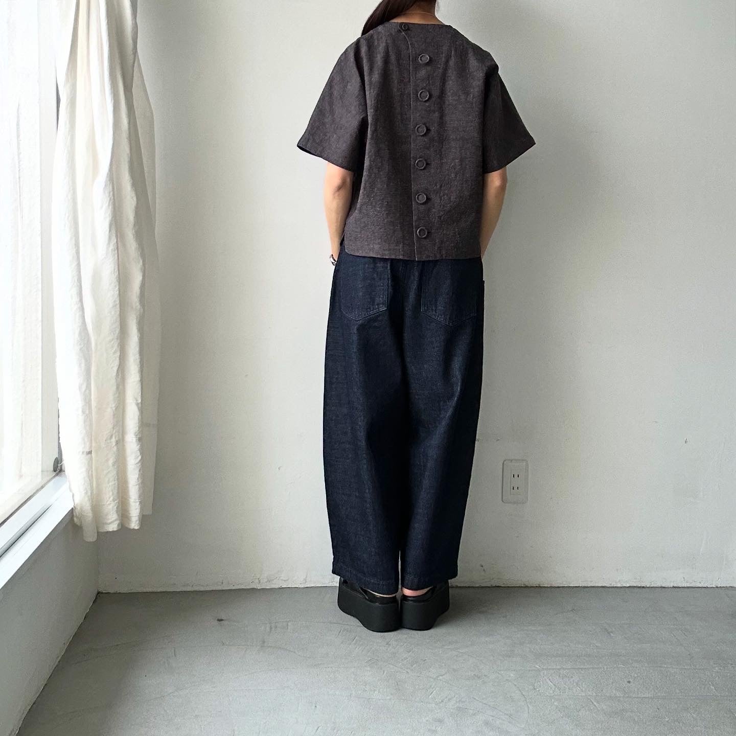 atelier naruse チューリップコットンリネンスモックブラウス