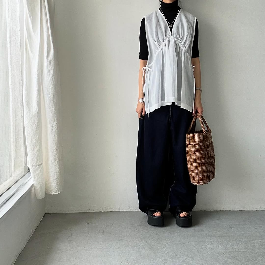 TENNE HANDCRAFTED MODERN コットンオーガンジー2wayショートドレス ホワイト