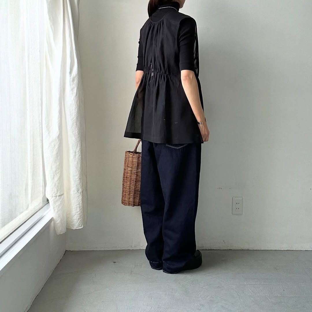 TENNE HANDCRAFTED MODERN コットンオーガンジー2wayショートドレス ブラック