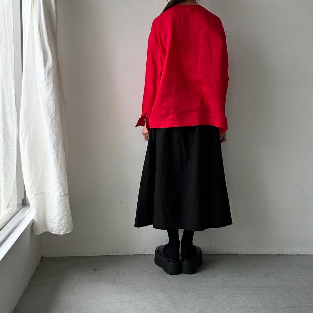 atelier naruse リネンスモックブラウス レッド