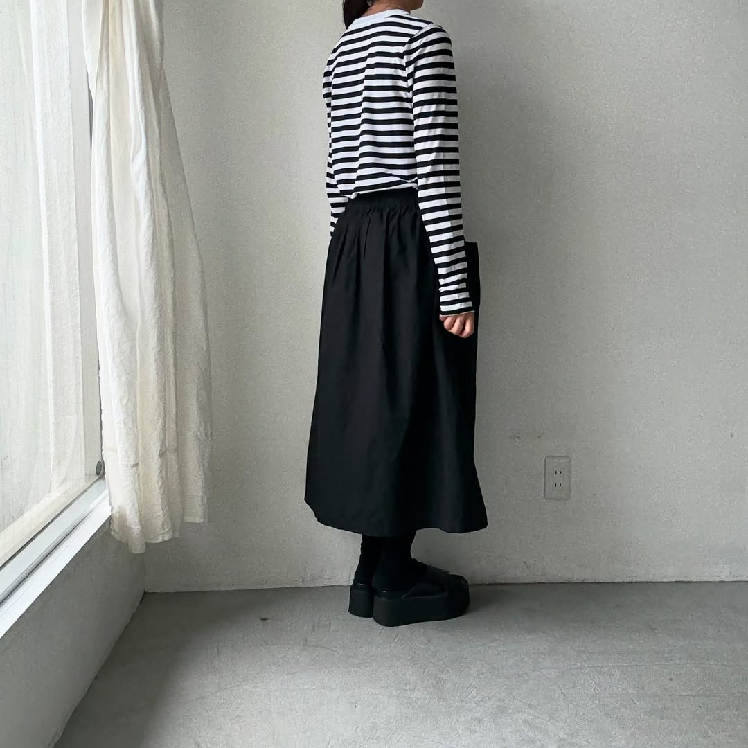 R&D.M.Co ガーゼボーダー長袖Tシャツ ブラック Mサイズ