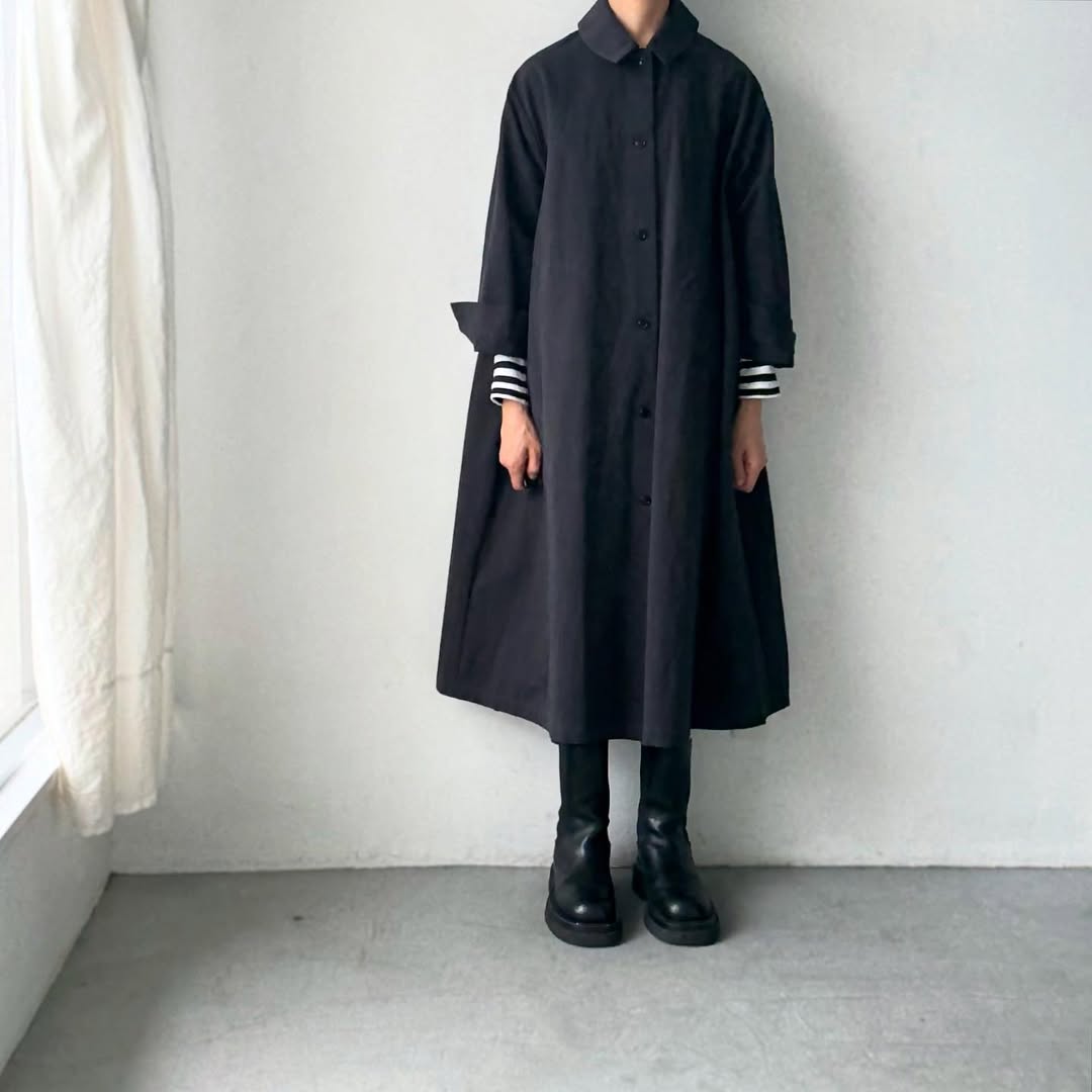 atelier d'antan Girardコットンコートワンピース ダークグレー