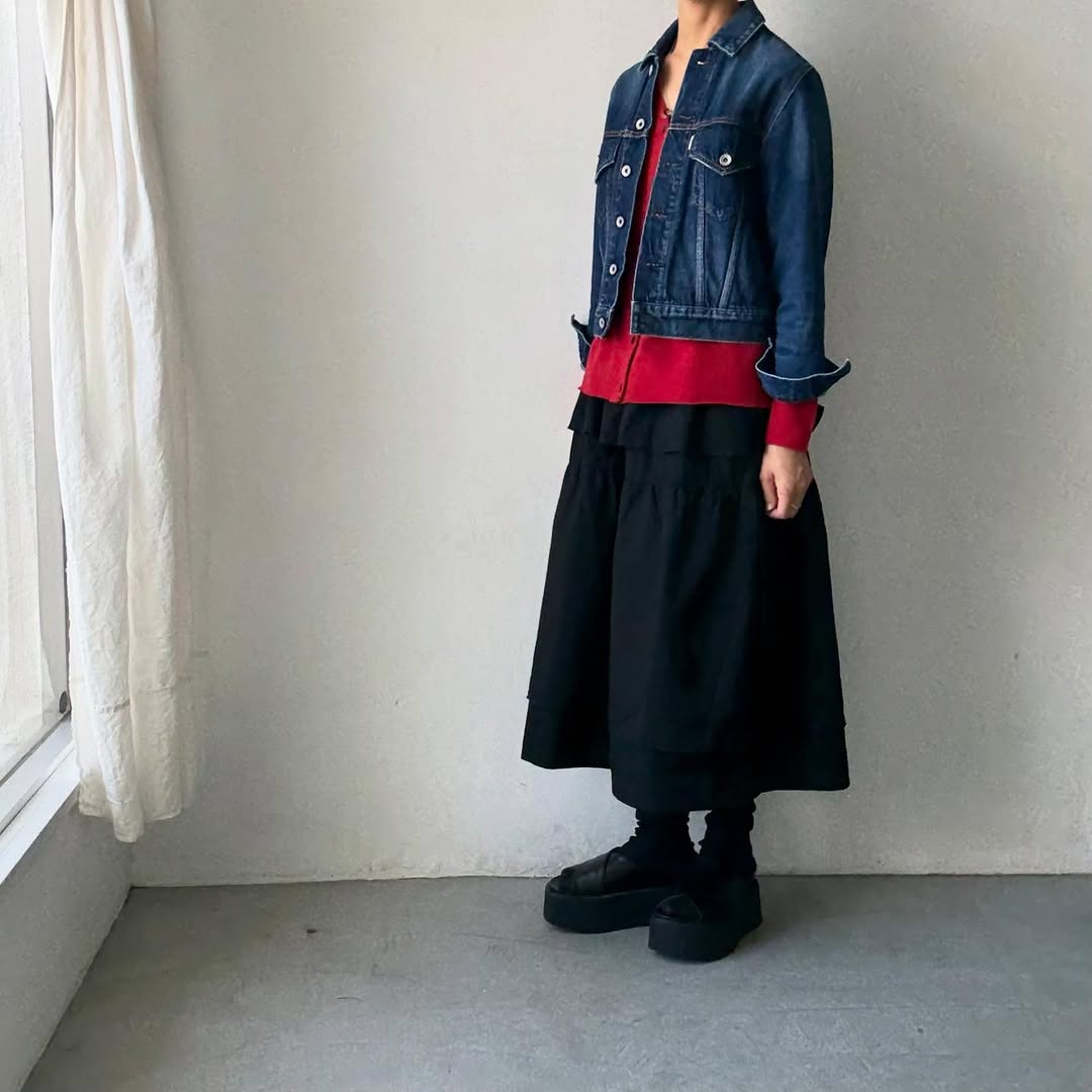 homspun ウールVネックカーディガン レッド