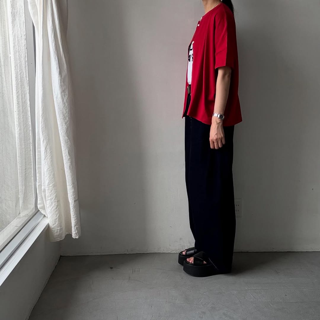 Linenya Tシャツカーディガン レッド
