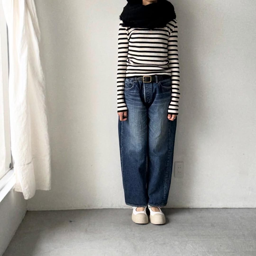R&D.M.Co ボーダークルーネックリブニットソー