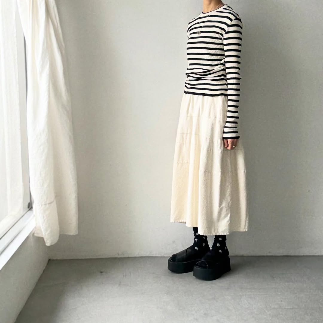R&D.M.Co ボーダークルーネックリブニットソー