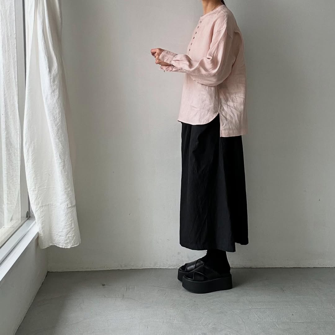 atelier naruse リネンスモックブラウス ペールピンク