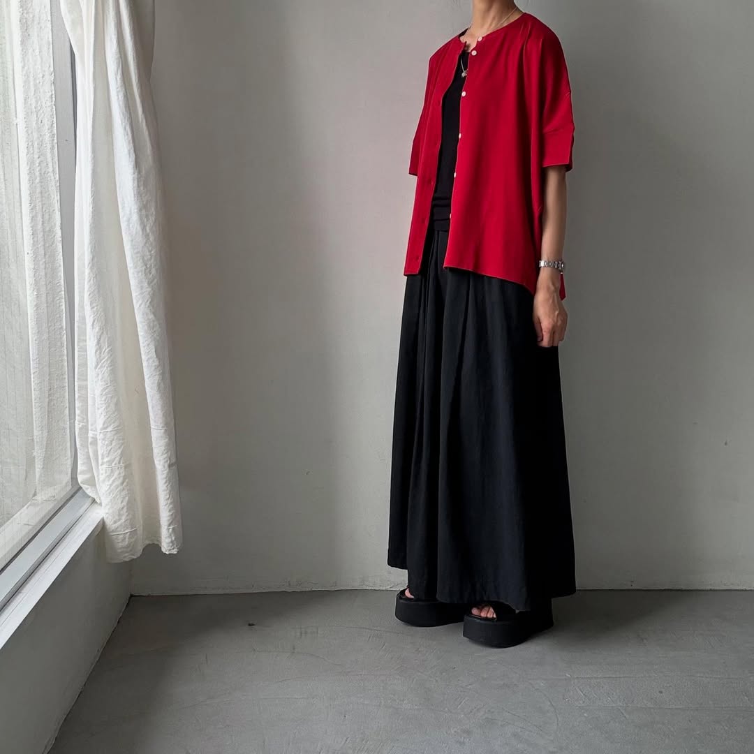 Linenya Tシャツカーディガン レッド