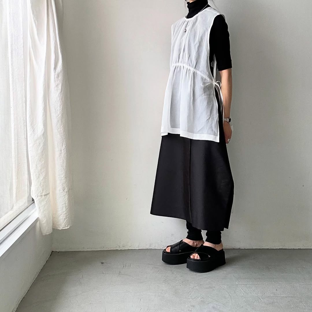 TENNE HANDCRAFTED MODERN コットンオーガンジー2wayショートドレス ホワイト