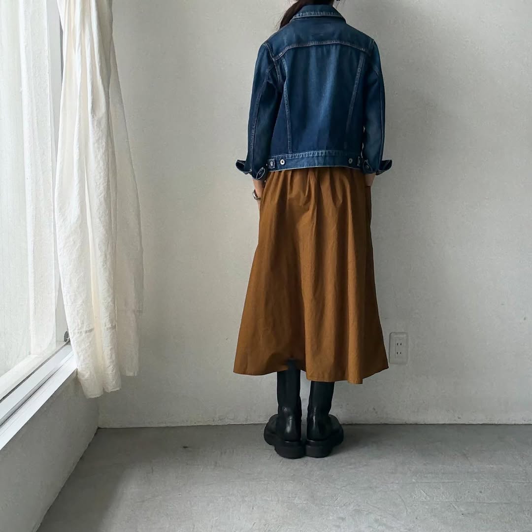R&D.M.Co ガーメントダイタイプライターポケットスカート ブラウンS