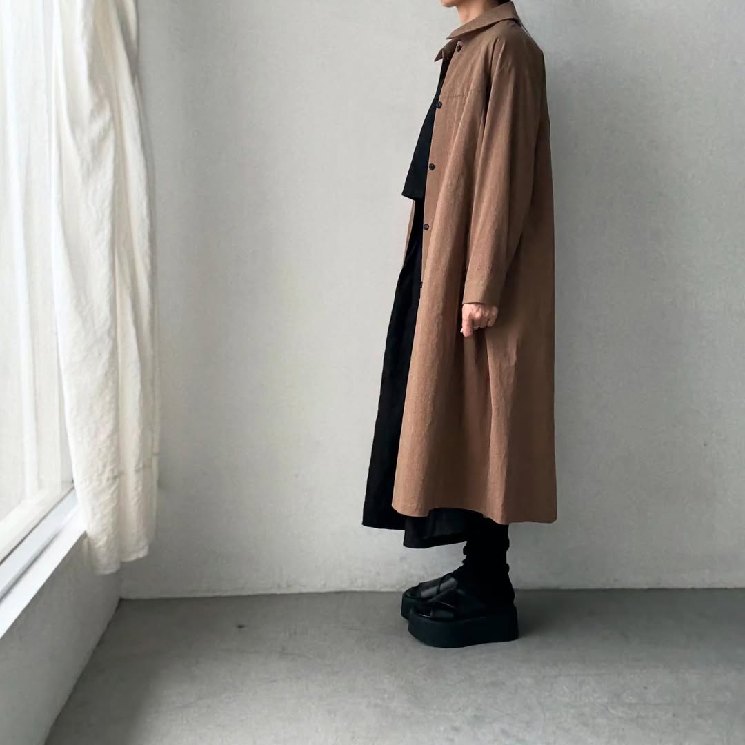 atelier d'antan Girardコットンコートワンピース カーキ
