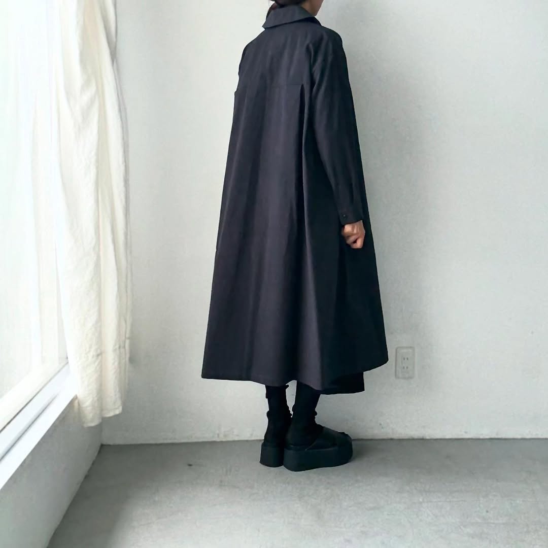 atelier d'antan Girardコットンコートワンピース ダークグレー